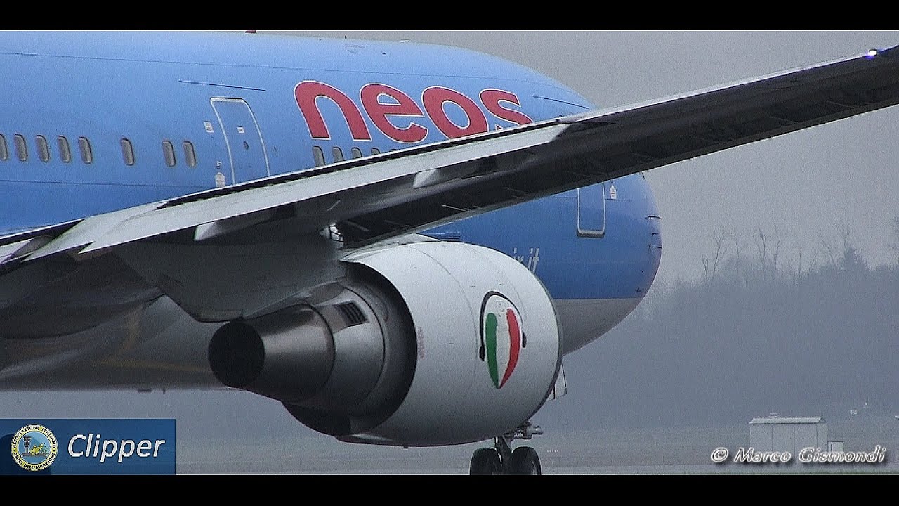Neos Air Boeing 767 takeoff from Milan MXP (inside airport)