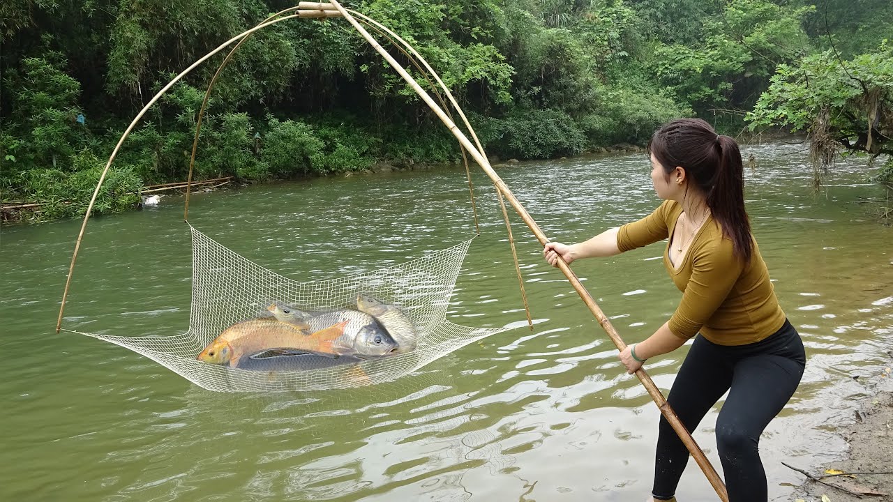 Traditional Fishing: How To Trap Stream Fish and Traditional Fishing with  Net, Catch a Lot Of Fish