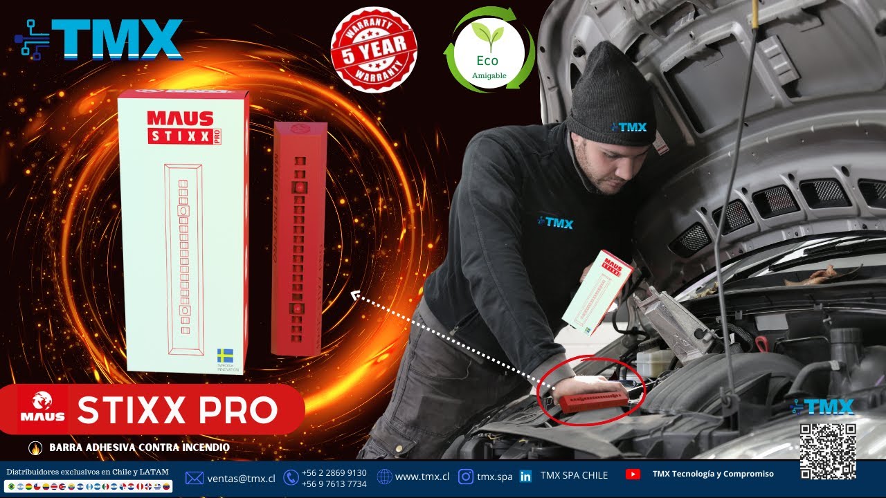 MAUS STIXX PRO  AUTOS / BARRA ADHESIVA CONTRA INCENDIO/ EXTINGUE FUEGO / APLICACIÓN  AUTOMOTRIZ