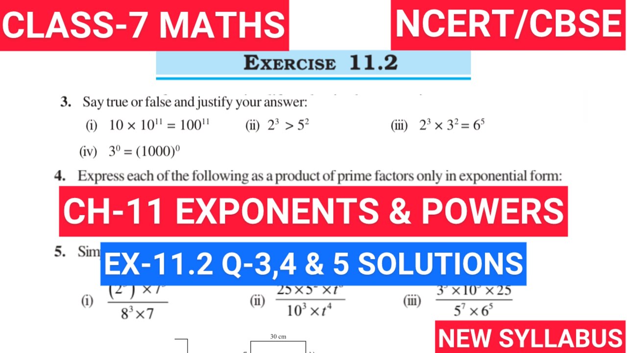 Exponents and Powers | Exercise-11.2 Q-3,4,5 Solutions | Class 7th Maths | Chapter 11 | NCERT CBSE