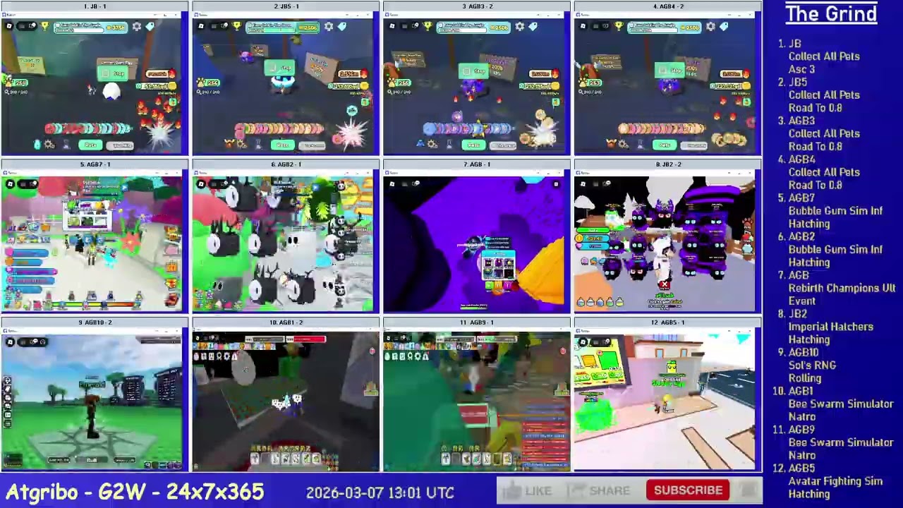 Ep. 1256 - Grinding 12 Alts on Roblox (IH, BGSI, RCU, AFS, SR, BSS, CAP)