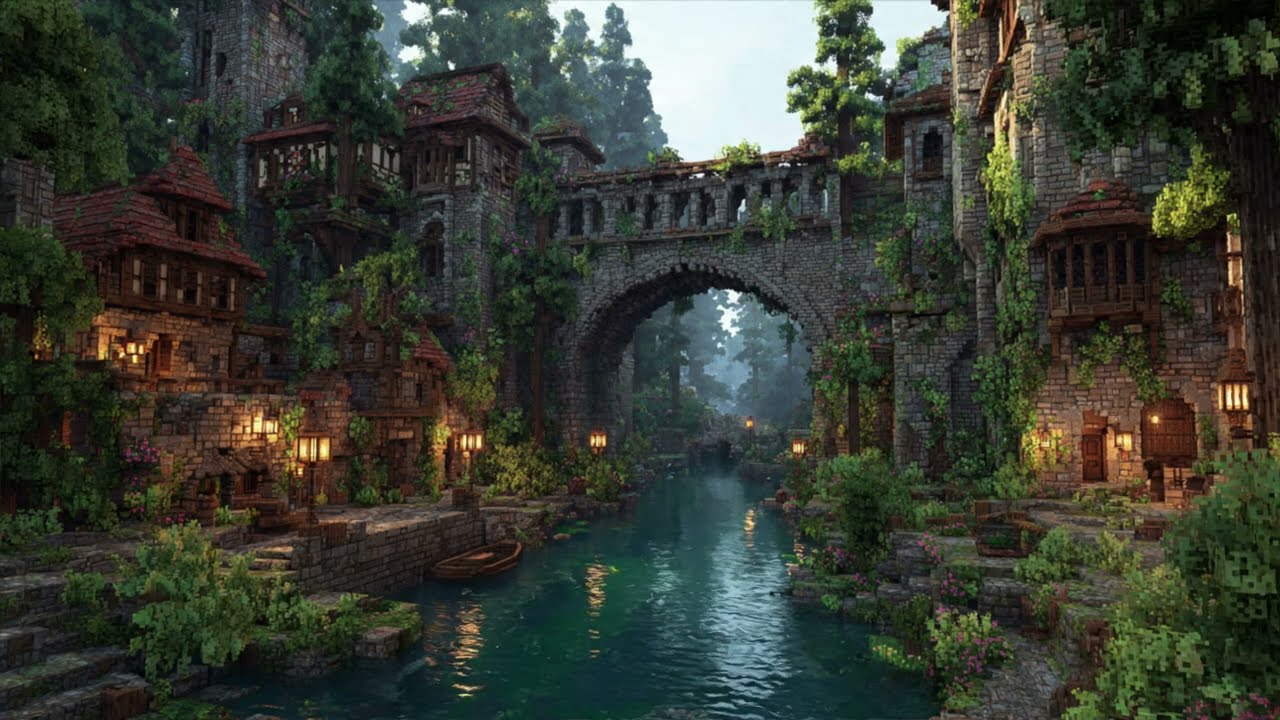 Medieval Fantasy Ambience 🏰 Peaceful Village & Stream | Cozy RPG Music for Relaxation & Focus