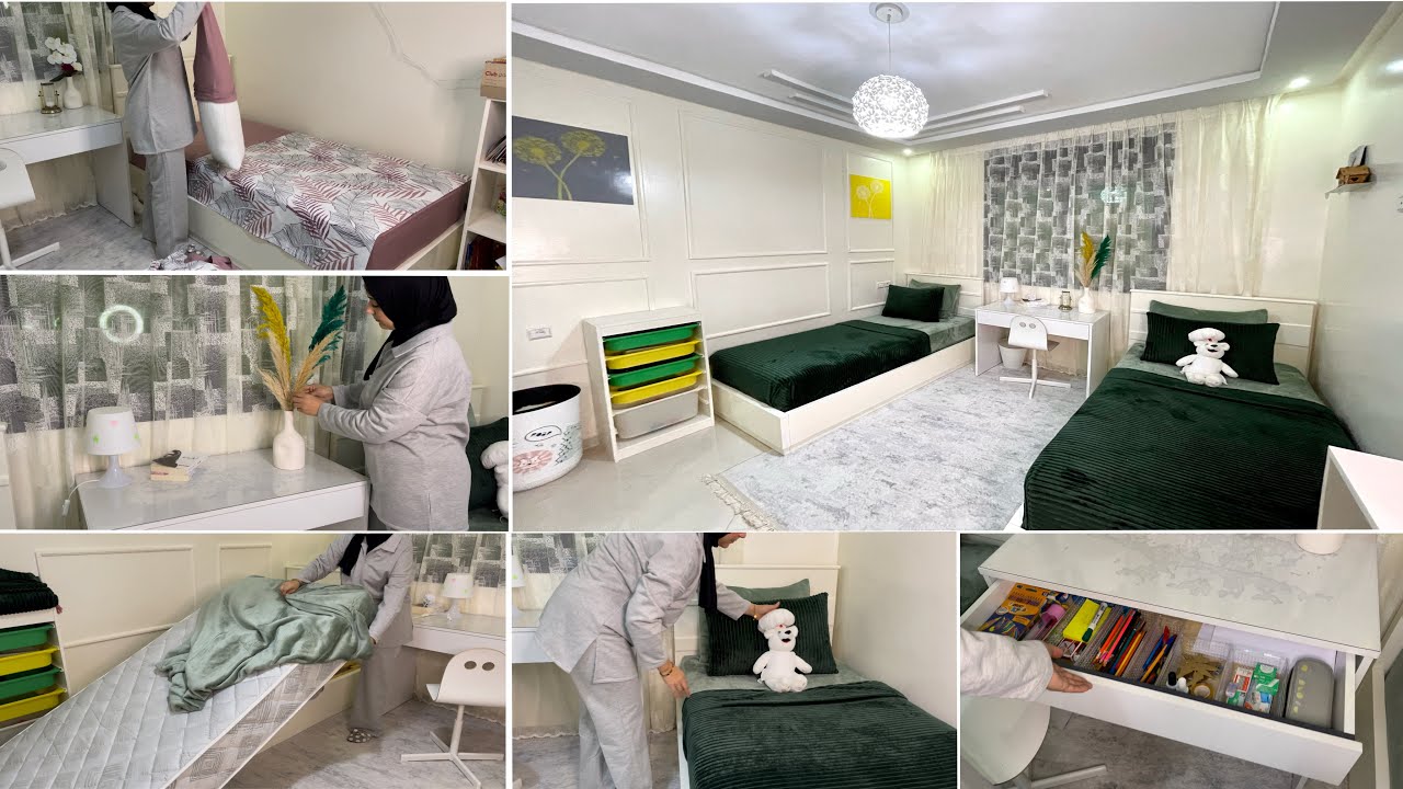 ديكور والوان جديدة لغرفة الاطفال👨‍👧‍👧لاستقبال الشتاء_قولي وداعاً للفوضى☘️تنظيف وتعطير غرفة ولادي