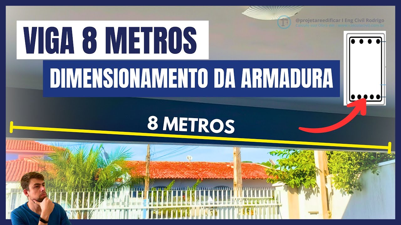 VIGA de VÃO 8m - Qual Ferragem? Calculando Barras e Estribos I NBR 6118