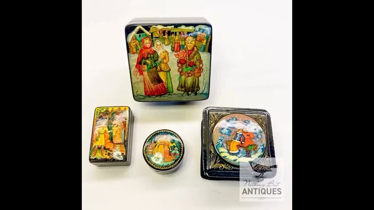 Vintage Russian Lacquered Trinket Boxes, Sold Separately, ca. 1970s - 80s