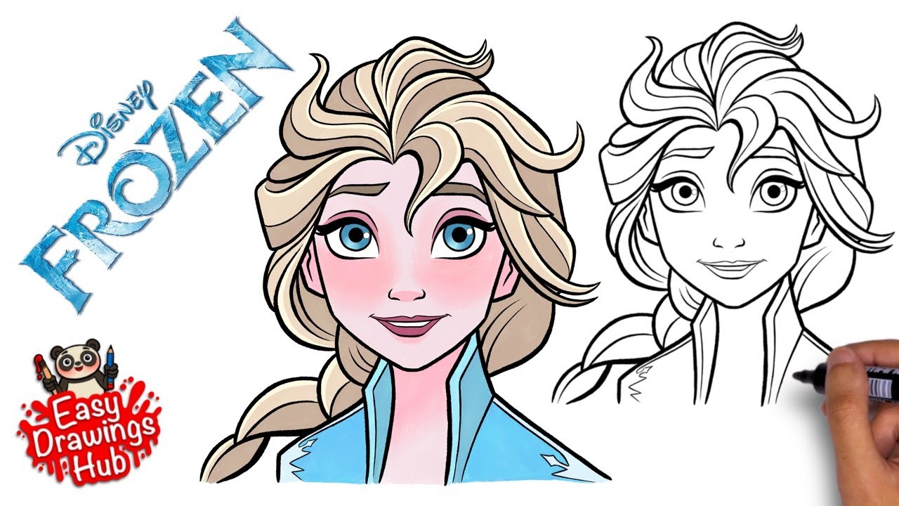 How to draw Elsa from Frozen in 8 minutes - Easy Step by Step Tutorial