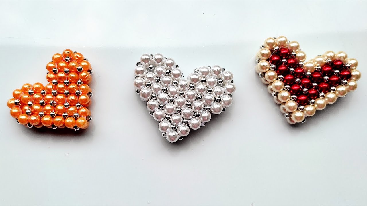 Beaded Heart | Making Pearl beaded heart keychain | Valentine gift | Beads craft ideas | DIY
