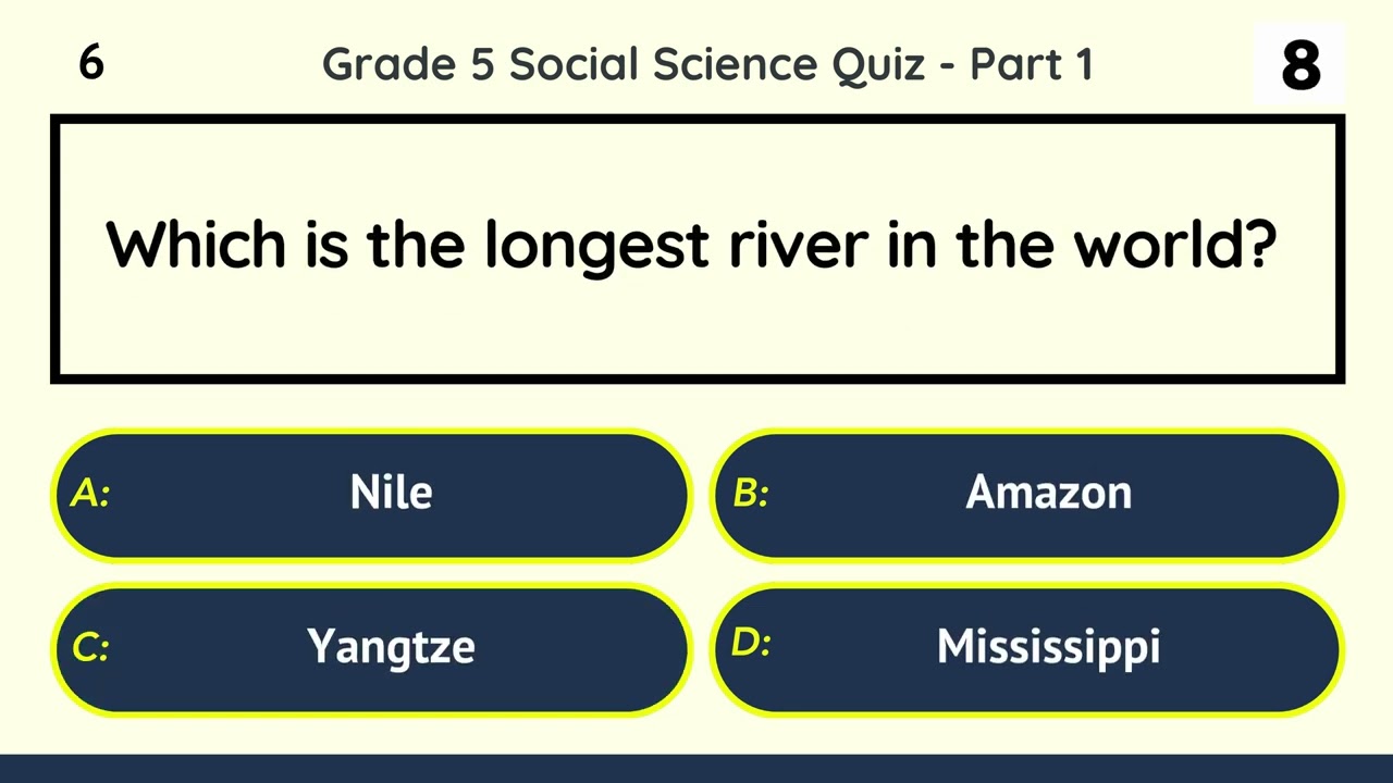 Grade 5 Social Science Quiz - Part 1/10 | 10 MCQs to Revise Key History, Geography & Civics Topics