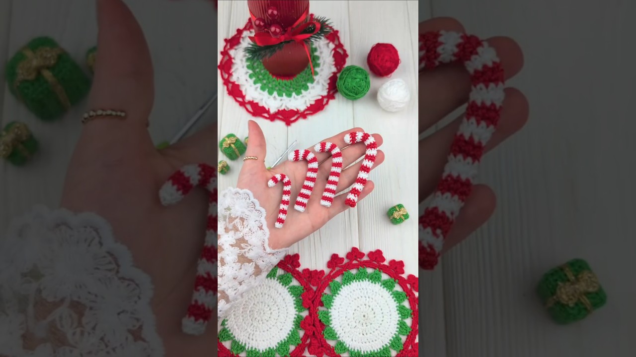 Crochet Candy Cane Tutorial 🍭 | Easy Christmas Crochet Decoration Idea