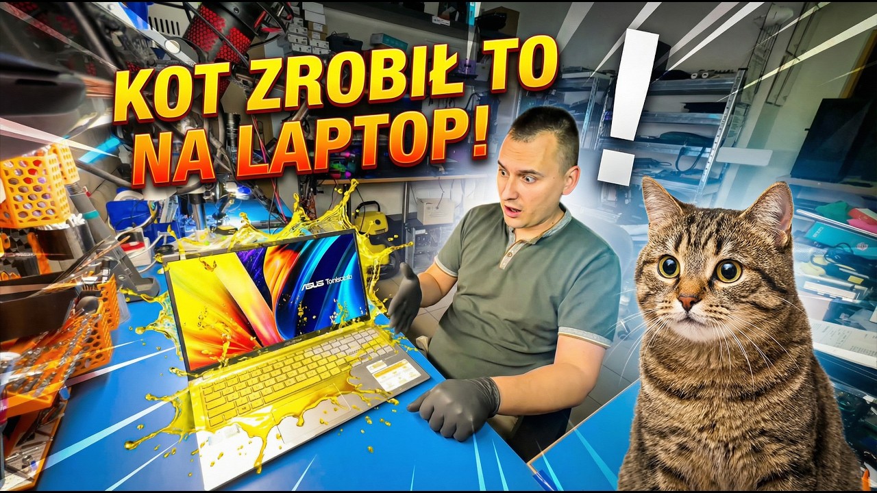 Moja ostatnia naprawa zasikanego laptopa. Kot i siku na laptopa Asus.