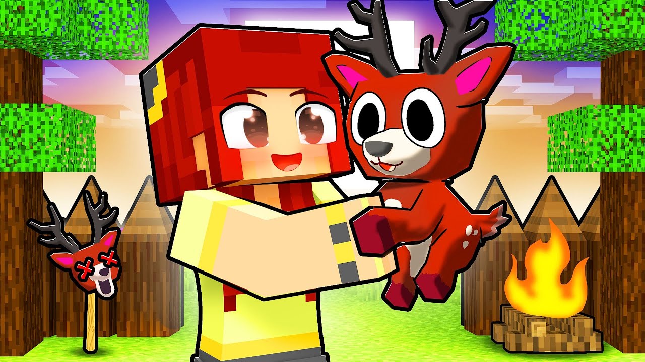 ADOTEI o CERVO de 99 Noites na Floresta no Minecraft!!  ‹ LUNAA ›