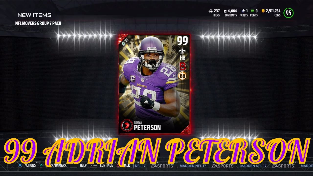 99 ADRIAN PETERSON! MADDEN 17 ULTIMATE TEAM PACK OPENING