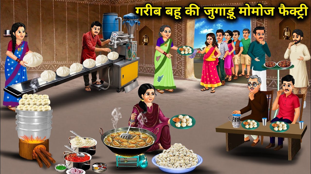 गरीब बहू की जुगाड़ू मोमोज फैक्ट्री | Poor daughter-in-law's makeshift momo factory | Cartoon Video 