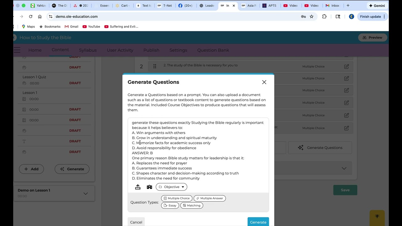 Test Module AI use to import questions