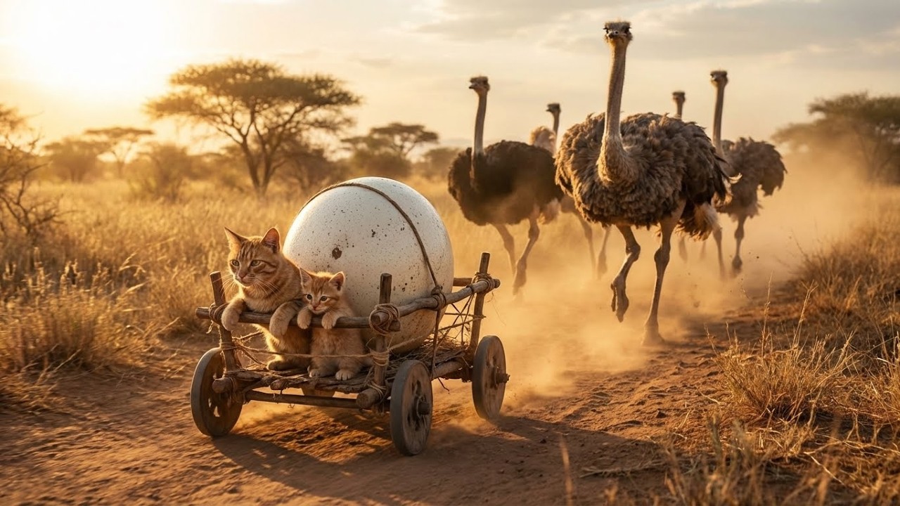 A Kitten Took an Ostrich Egg… What Hatched Shocked Everyone