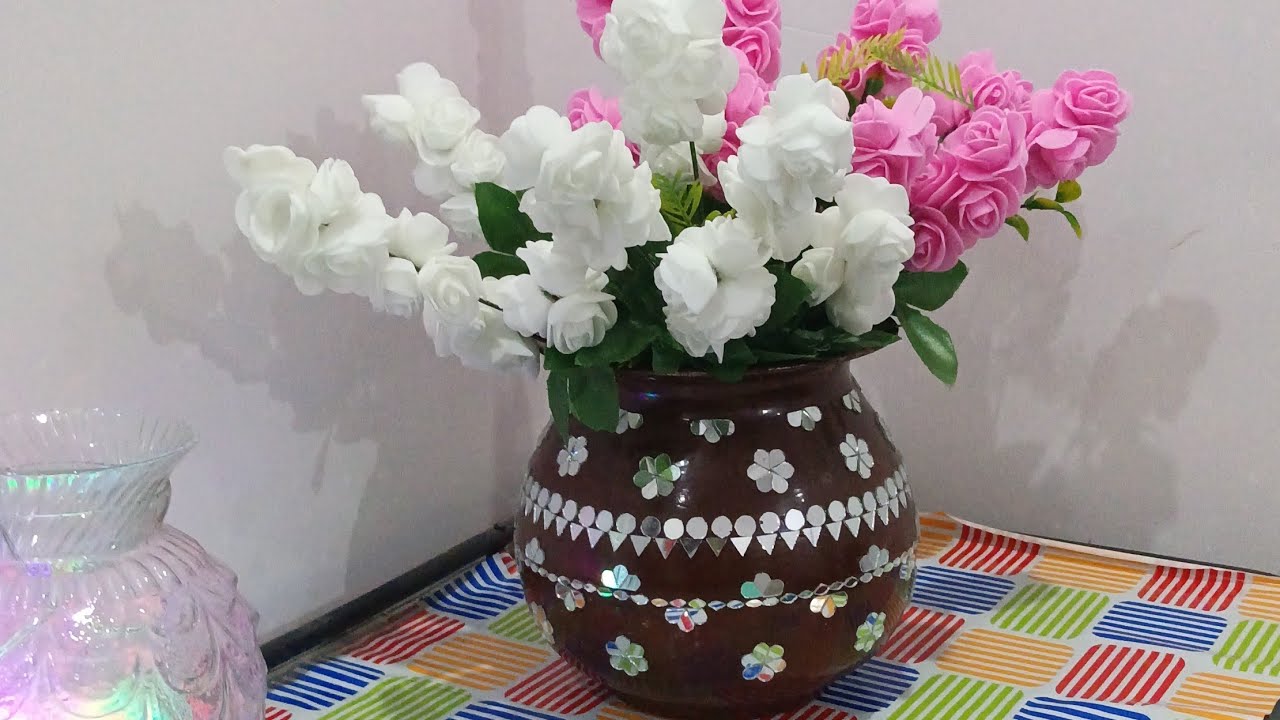 Mirror work on vase with me / Old thing new look #art #craft #homedecor 
