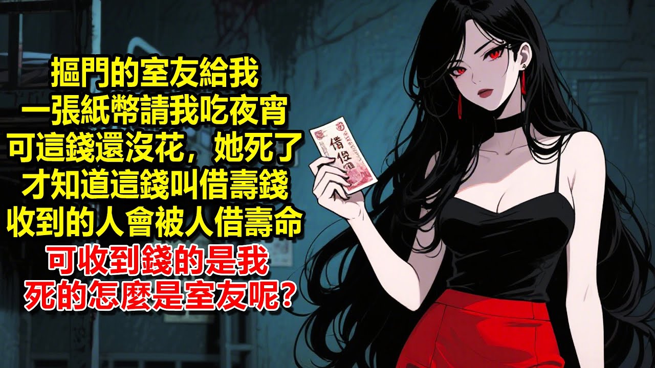 清明節當晚，一向摳門的室友給我一張紙幣說請我吃夜宵。可這錢還沒花，她被車撞死了。之後才知道這錢叫借壽錢，收到的人就會被人借走壽命！可收到錢的是我，死的怎麼是室友呢？