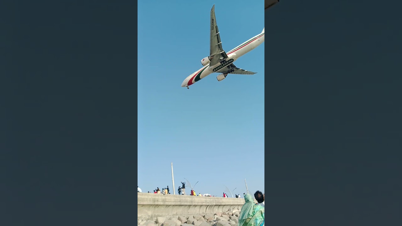 Airplane Landing Patenga Sea Beach. love sea beach  🖤🖤🇧🇩