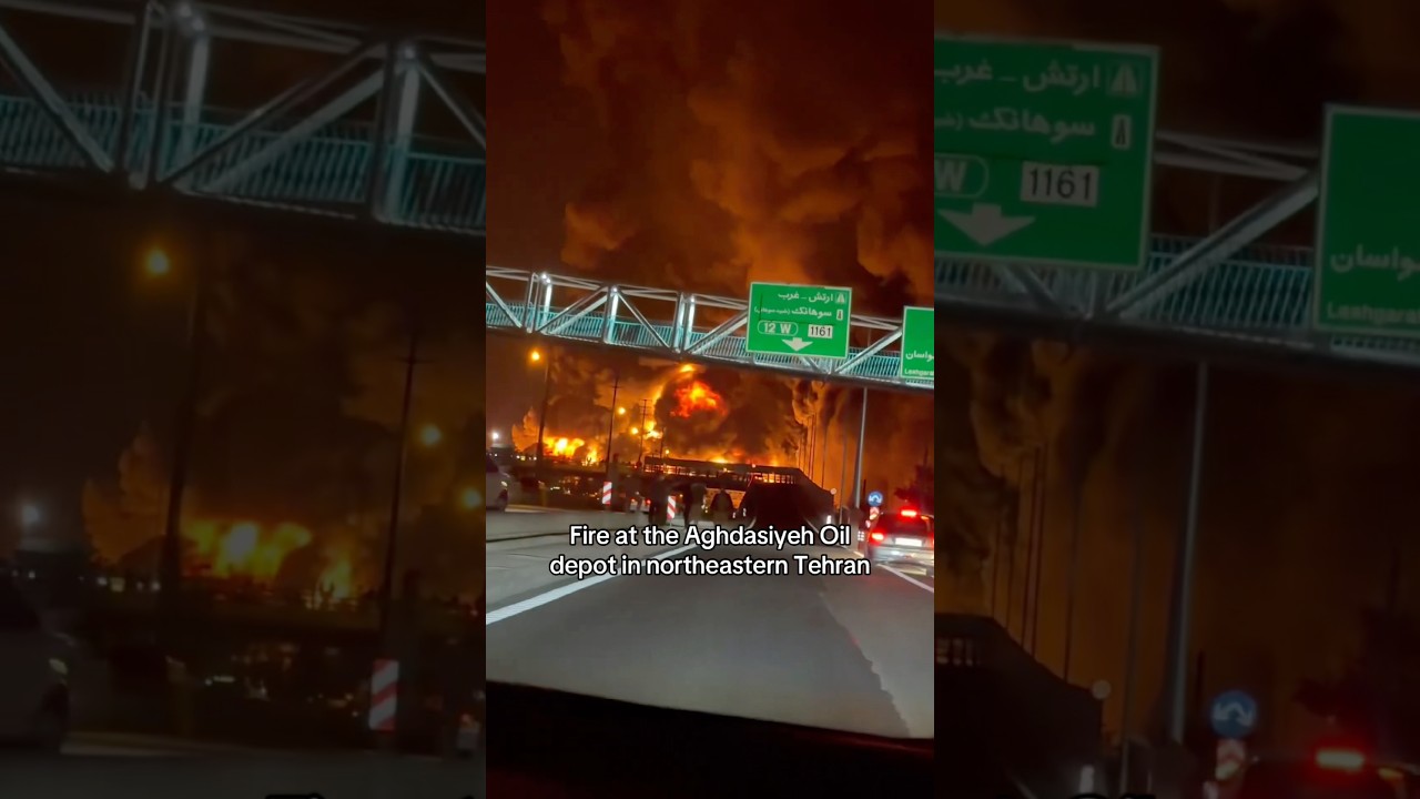 Fire at the Aghdasiyeh Oil depot in northeastern Tehran 😳