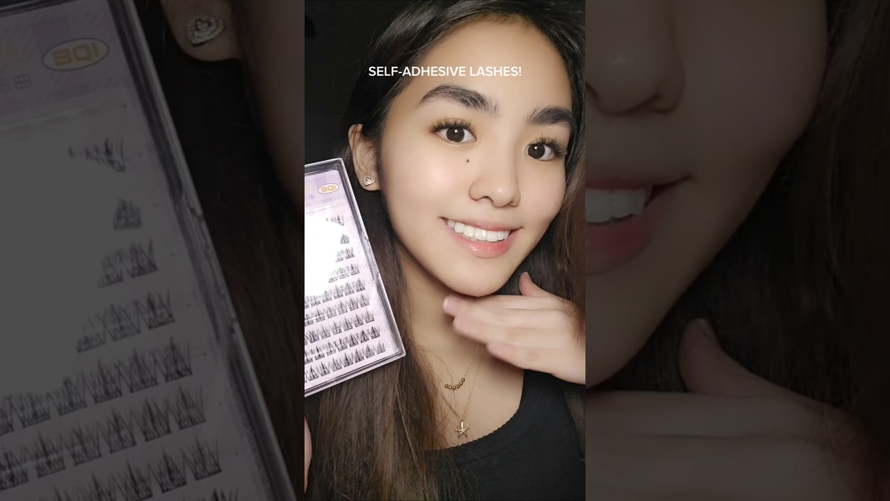 NO GLUE FALSE EYELASHES??? Let's try it out!! | Self-adhesive lashes #shortsfeed