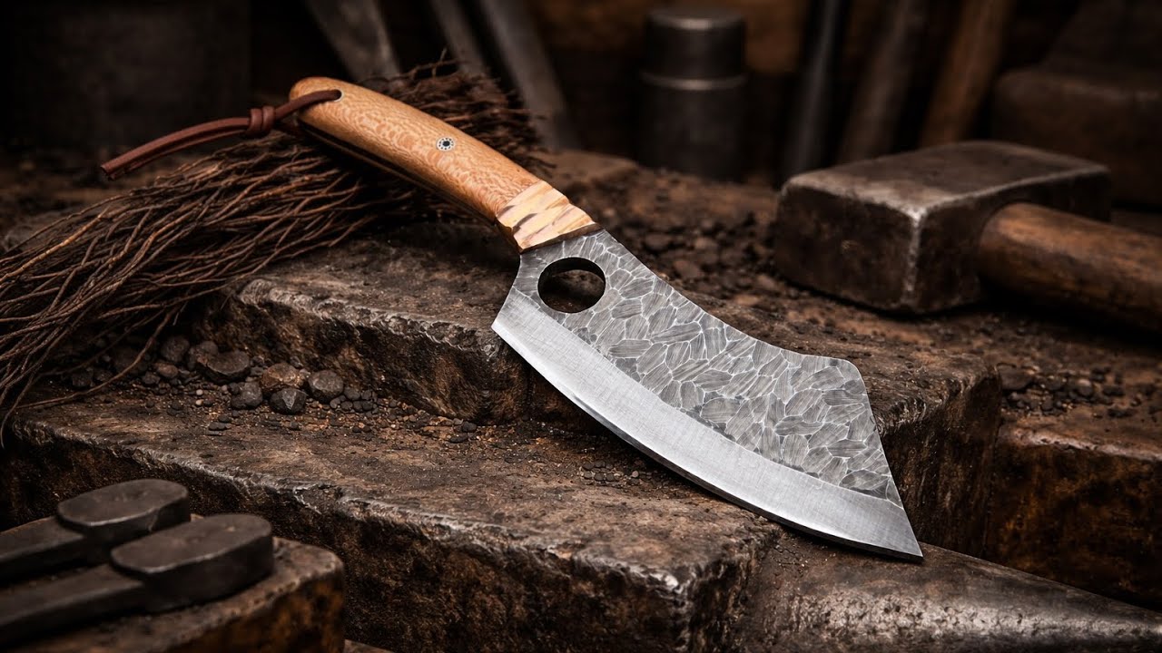 Handmade High Carbon Steel Knife | Full Forging Process & Acid Black Finish