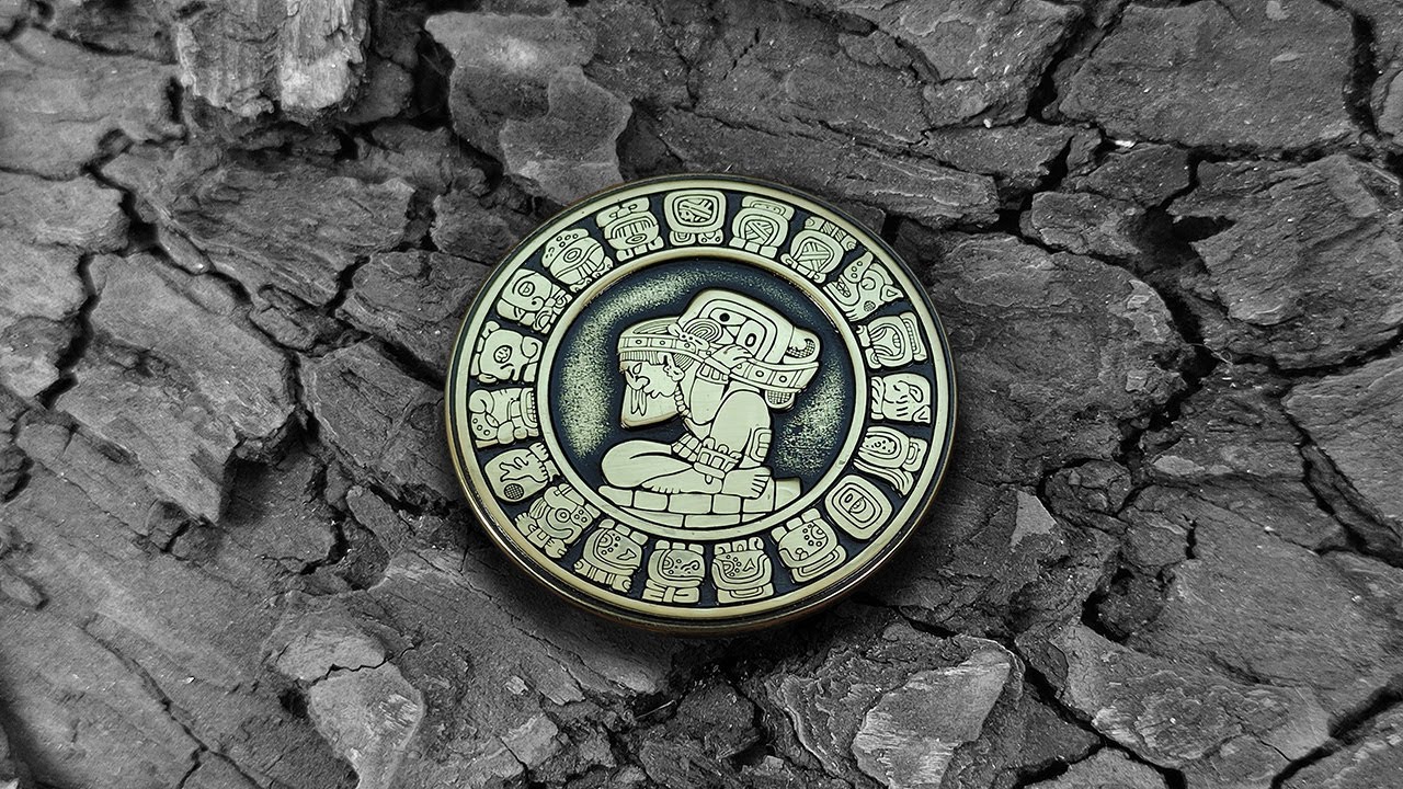 Personalized Brass Coin Mayan Calendar Tzolkin Haab &ndash; Custom Engraved Gift