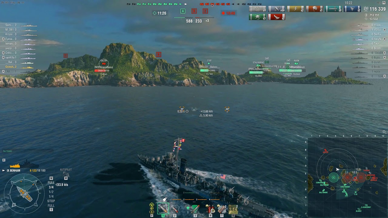 Benham T9 US DD | 172k Damage, 3 Kills | World of Warships