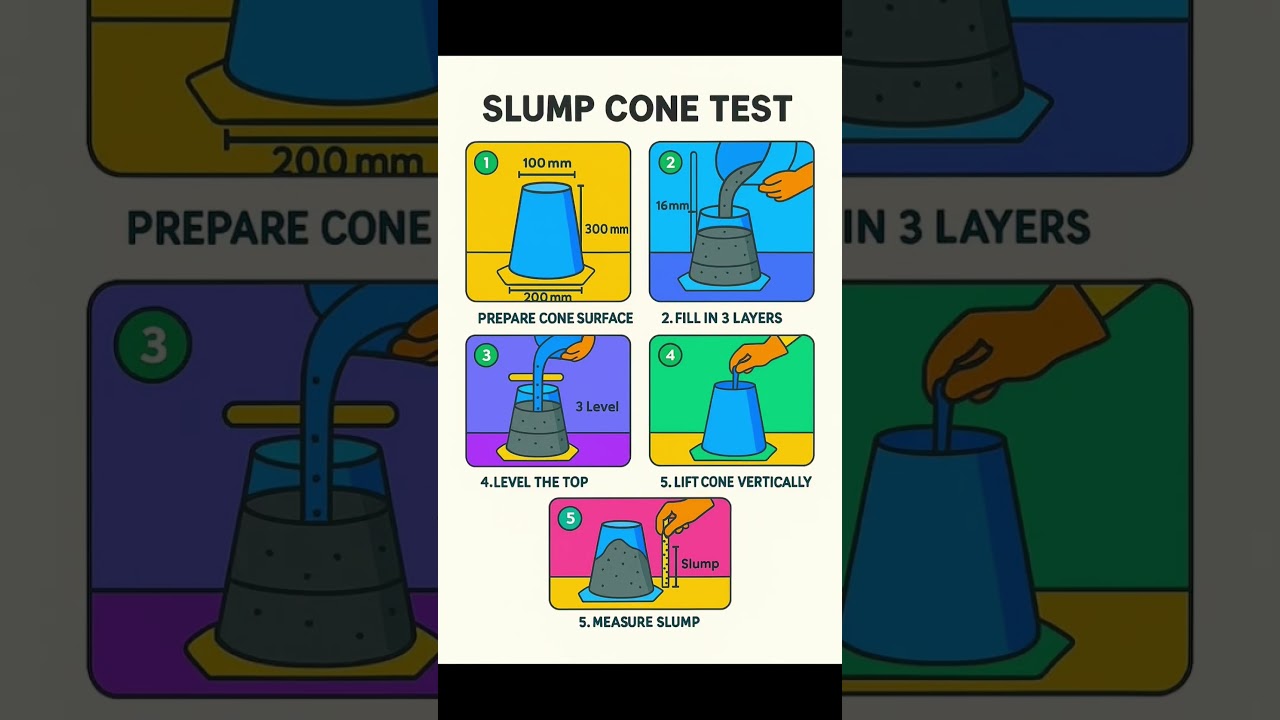 Slump Cone Test for Concrete | Basic Knowledge for Civil Engineering | #Shorts #Building