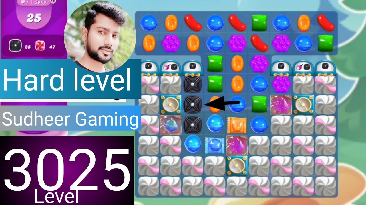 Candy crush saga level 3025 । Tough level । No boosters । Candy crush saga 3025 । Sudheer Gaming