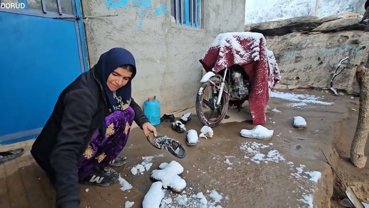 And finally, snow on the Akram's farm and their happiness
