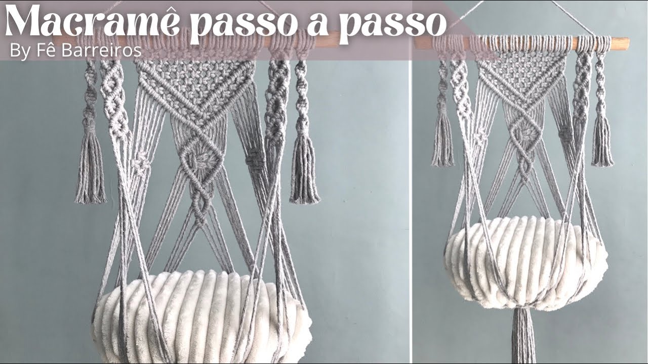 Cama de Gato em Macramê passo a passo | Macrame Cat Bed Tutorial | Fê Barreiros #macrame