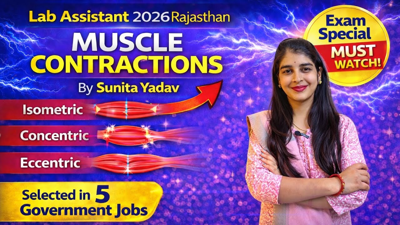 Muscle Contractions in Human Body | Isometric, Concentric, Eccentric | Lab Assistant 2026 Rajasthan