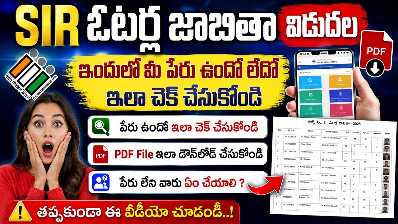 ​SIR Draft Roll Released: Download PDF & Check Name Status in 2 Minutes in Telugu 2026