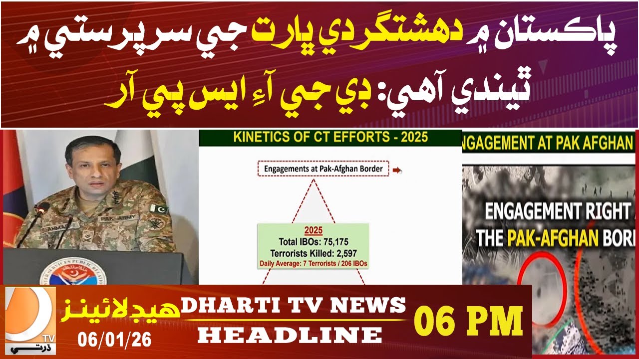 Terrorism in Pakistan is sponsored by India: DG ISPR | 06 PM Headline | Dharti Tv News