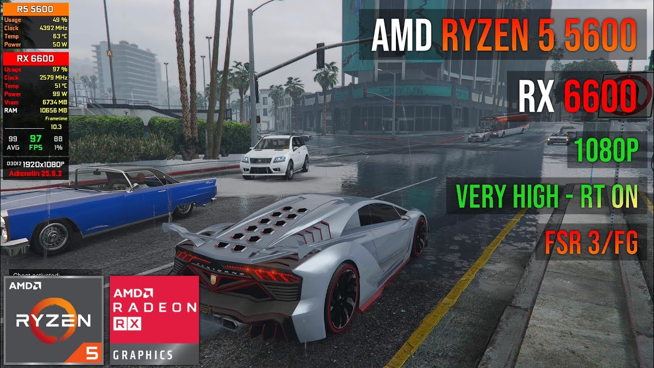 Ryzen 5 5600 + RX 6600 in GTA V Enhance!
