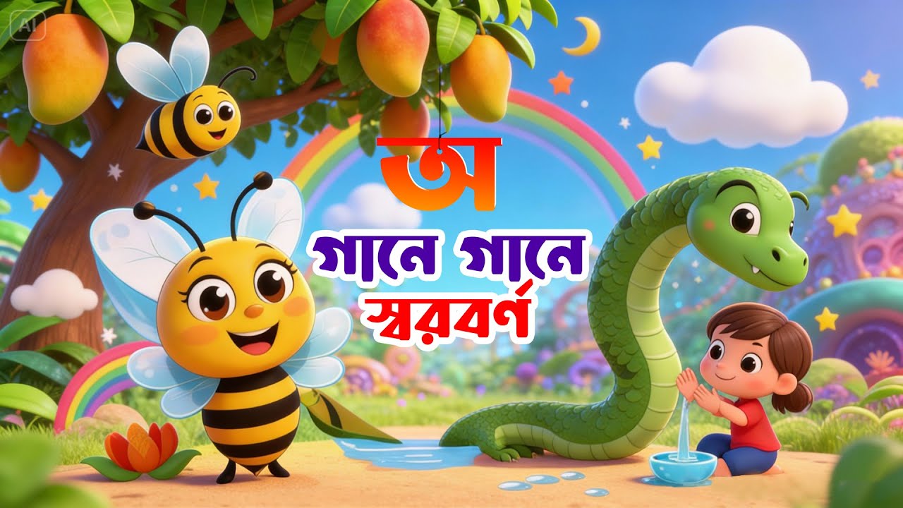অ আ ই | গানে গানে স্বরবর্ণ | Bangla rhymes for children | Bangla sorborno | ছড়া | Hello Kids Rubab