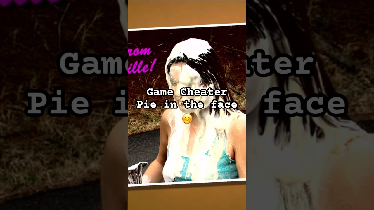 Pie in the face to woman for cheating in a game #pieintheface #piethrowing #womanpied
