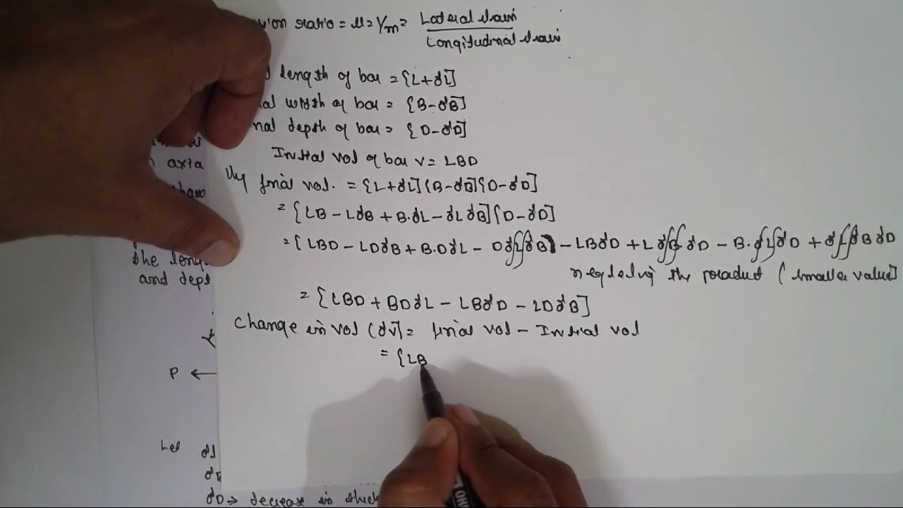 Volumetric strain of a rectangular bar (derivation) single direct load ( MECHANICS OF MATERIALS) M-1
