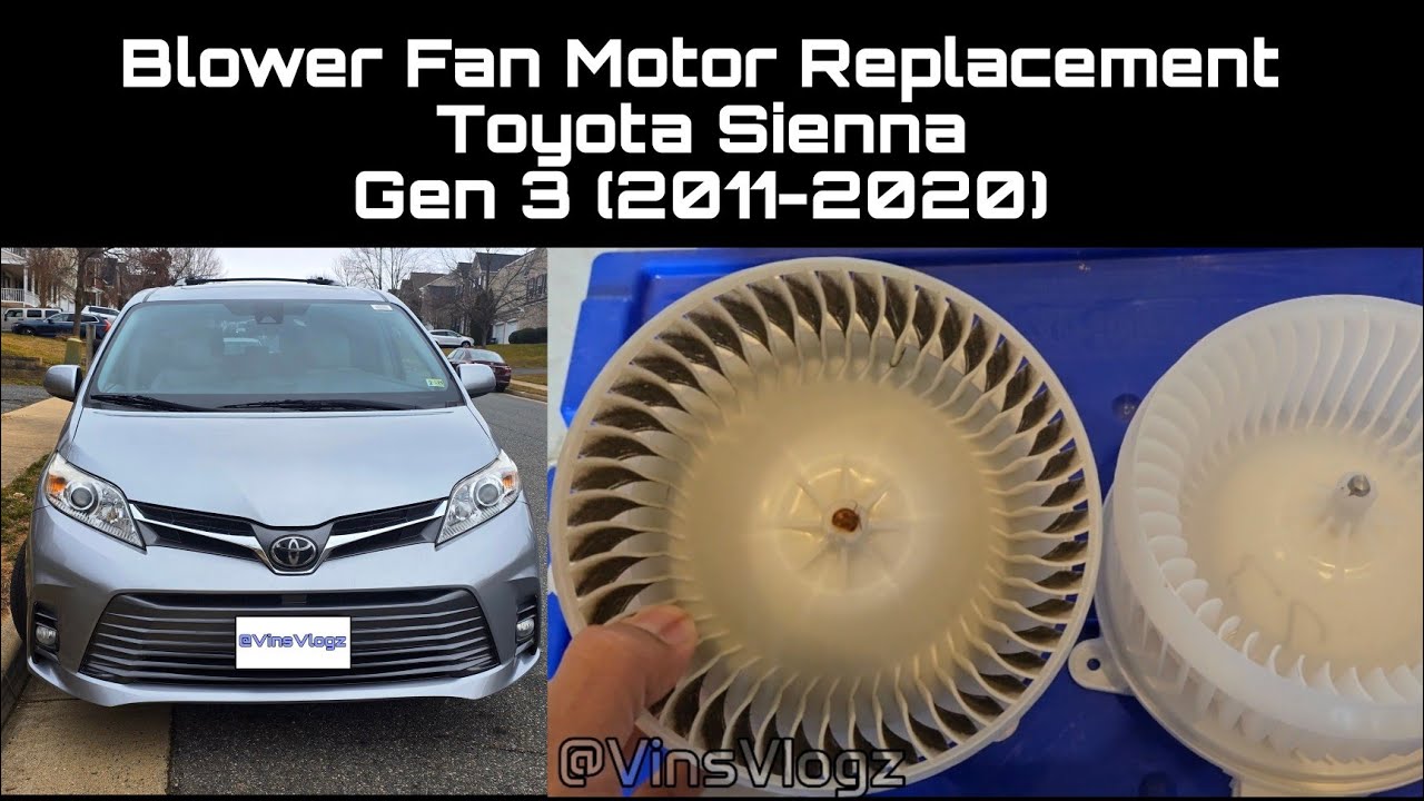 Замена электродвигателя вентилятора на Toyota Sienna 2011–2020 годов выпуска (работа занимает 10 ...