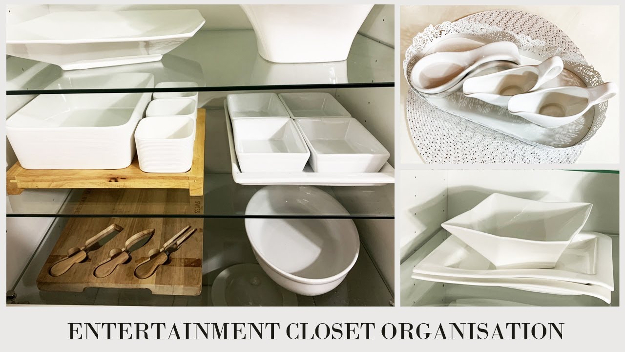 NEW HOME!! ENTERTAINMENT CLOSET ORGANISATION | CROCKERY & SERVEWARE