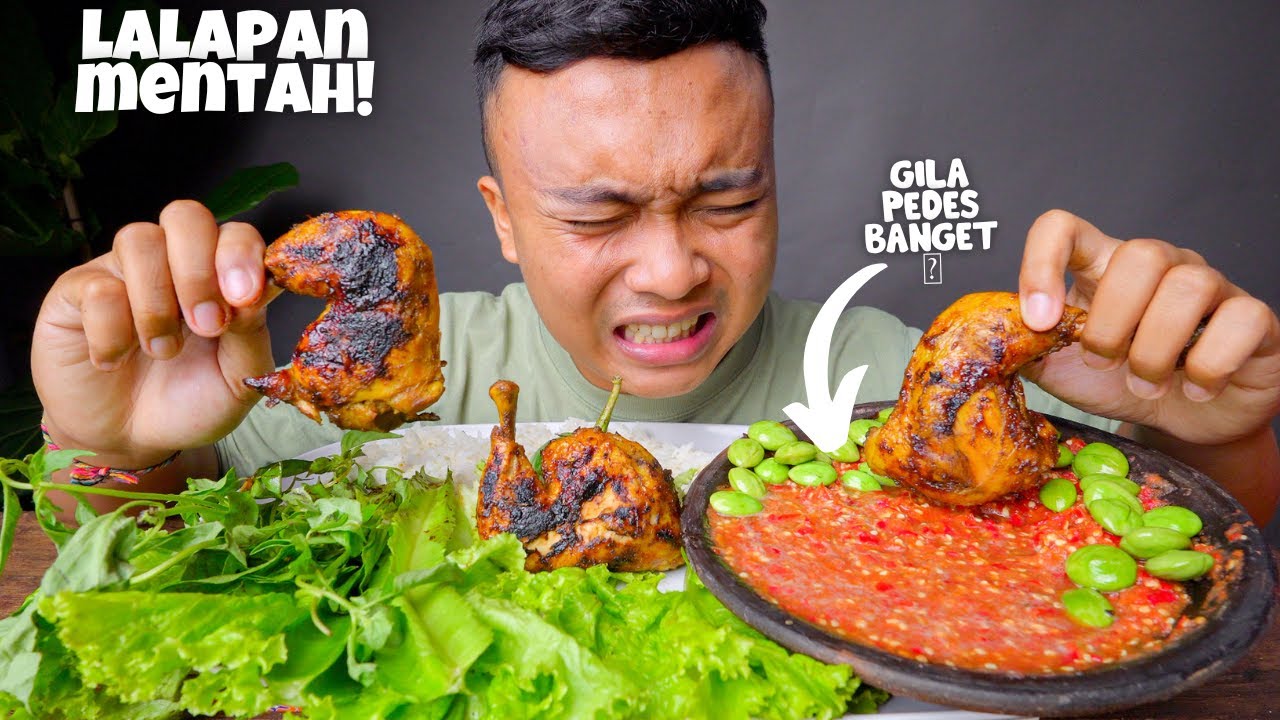 MUKBANG LALAPAN MENTAH AYAM BAKAR + SAMBAL MENTAH EXTRA RAWIT SETAN🥵 MUKBANG INDONESIA