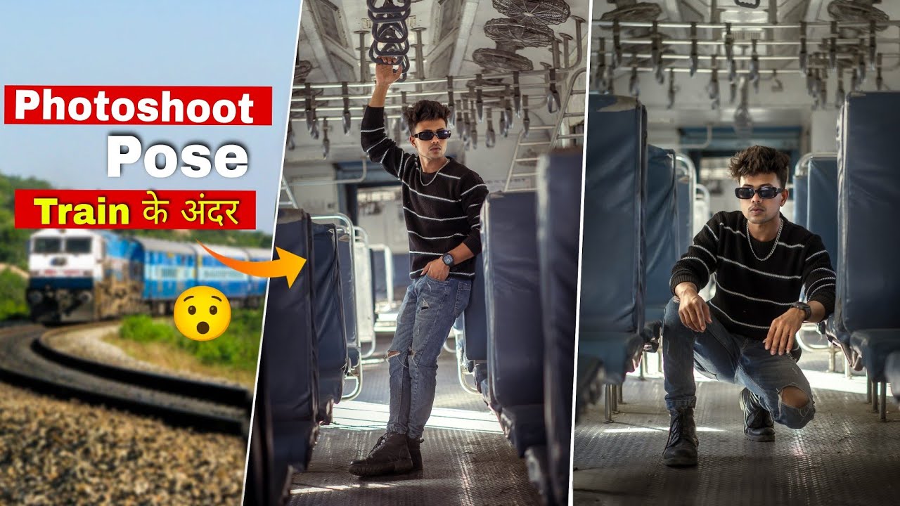 Different type Photoshoot Poses inside the Train - David Editor | Photoshoot Pose for boys