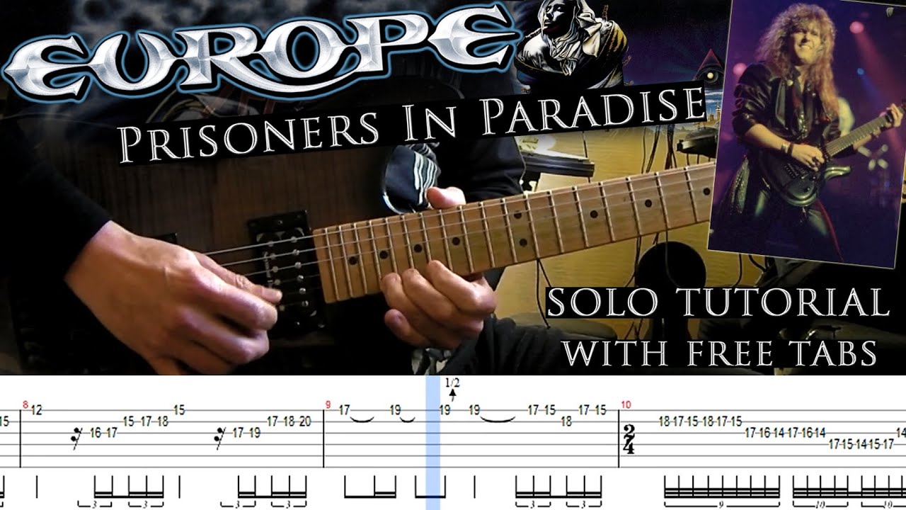 Europe - Prisoners In Paradise guitar solo lesson (with tablatures and backing tracks)