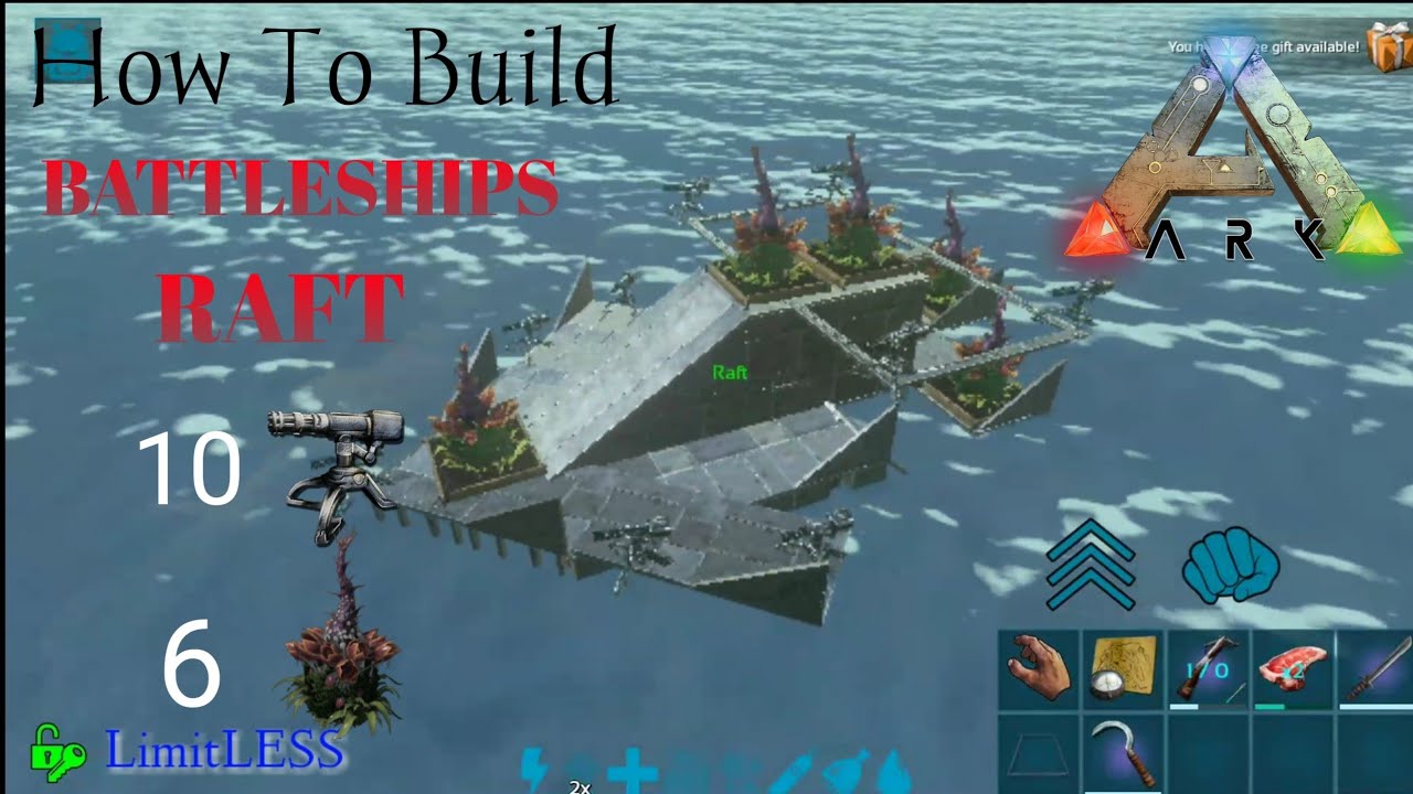 Ark Survival Evolved Mobile BEST RAFT BUILD PVP 10 Turrets And 6 X-Plants
