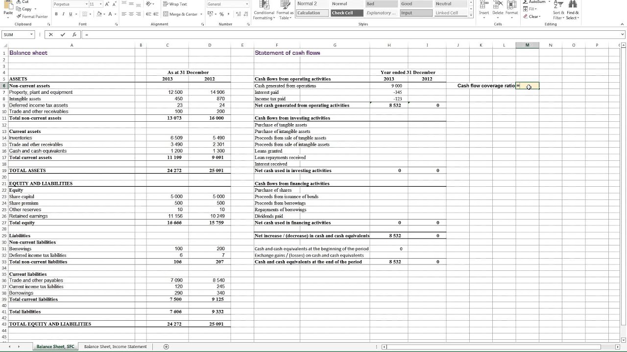 Calculating Cash Flow Coverage Ratio in Excel