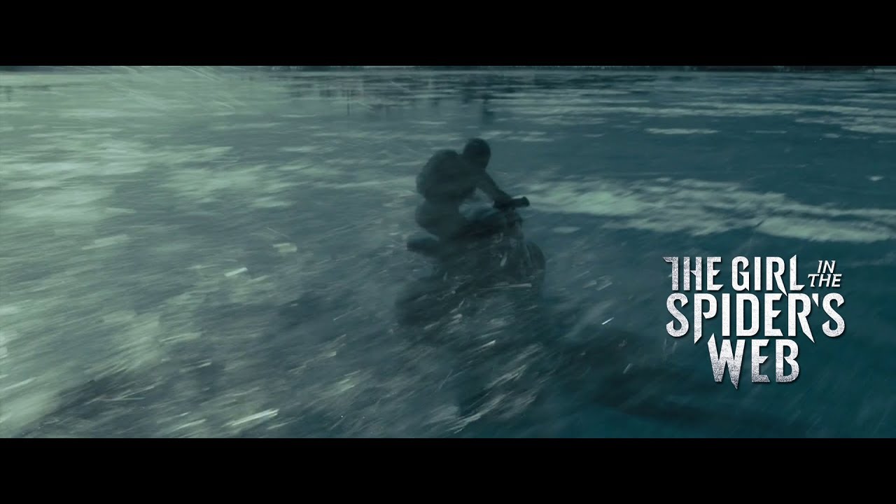 Lisbeth rides the bike on ice from The Girl in the Spider's Web