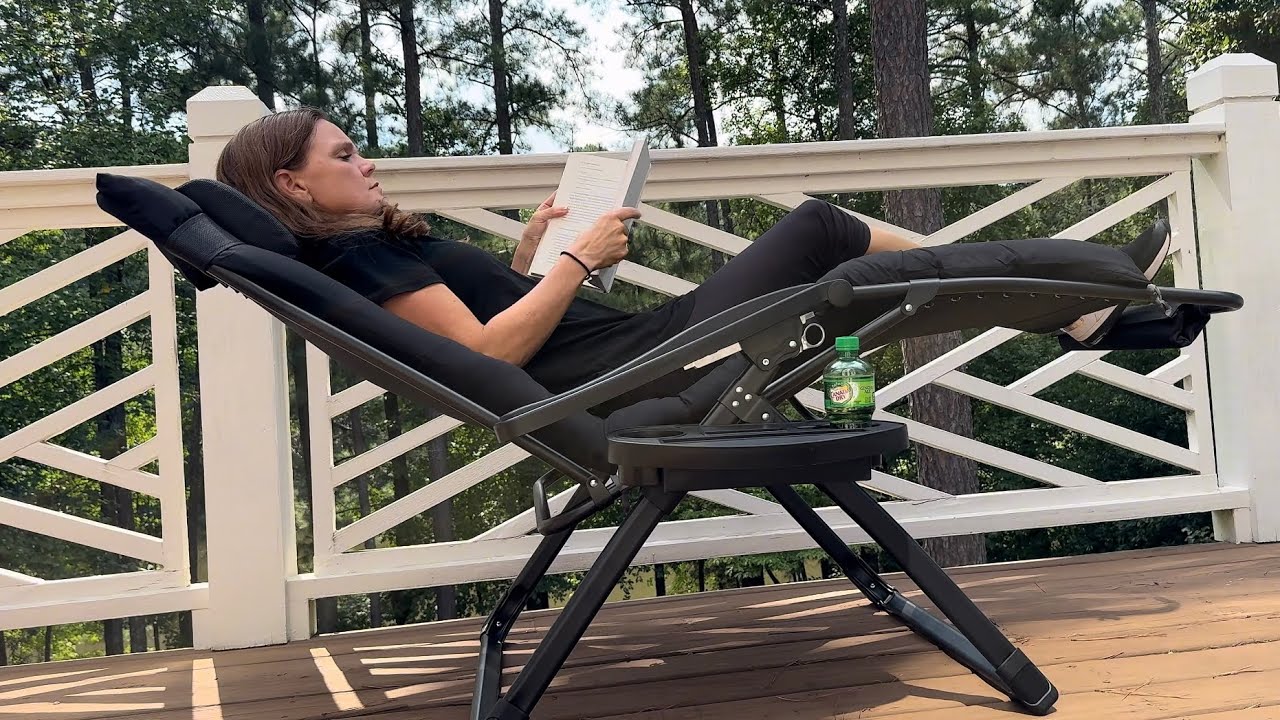 Oversized Zero Gravity Chair - 33 in wide Outdoor Patio Reclining Chair with Cushion