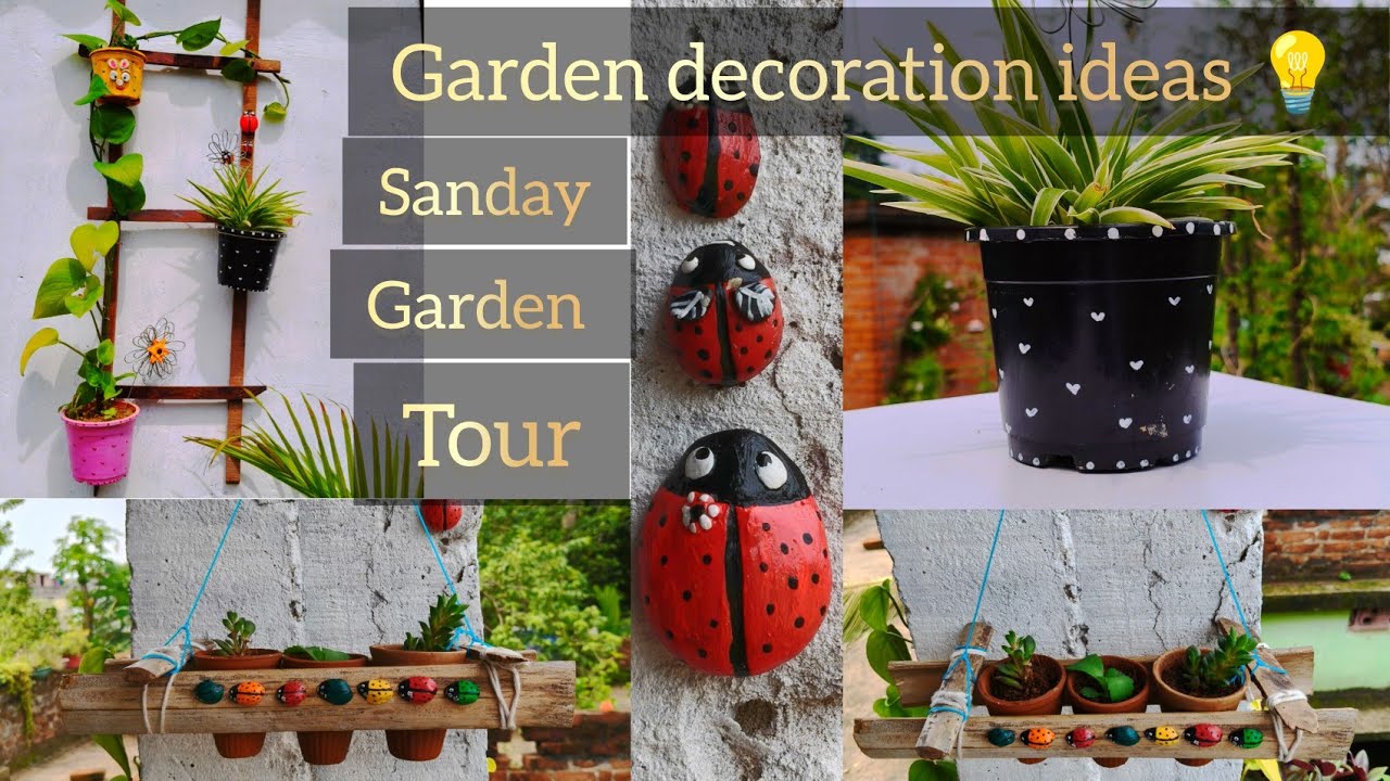 Diy garden decoration ideas with #Sunday #garden tour #gardening videos ! rosy's jannat!!