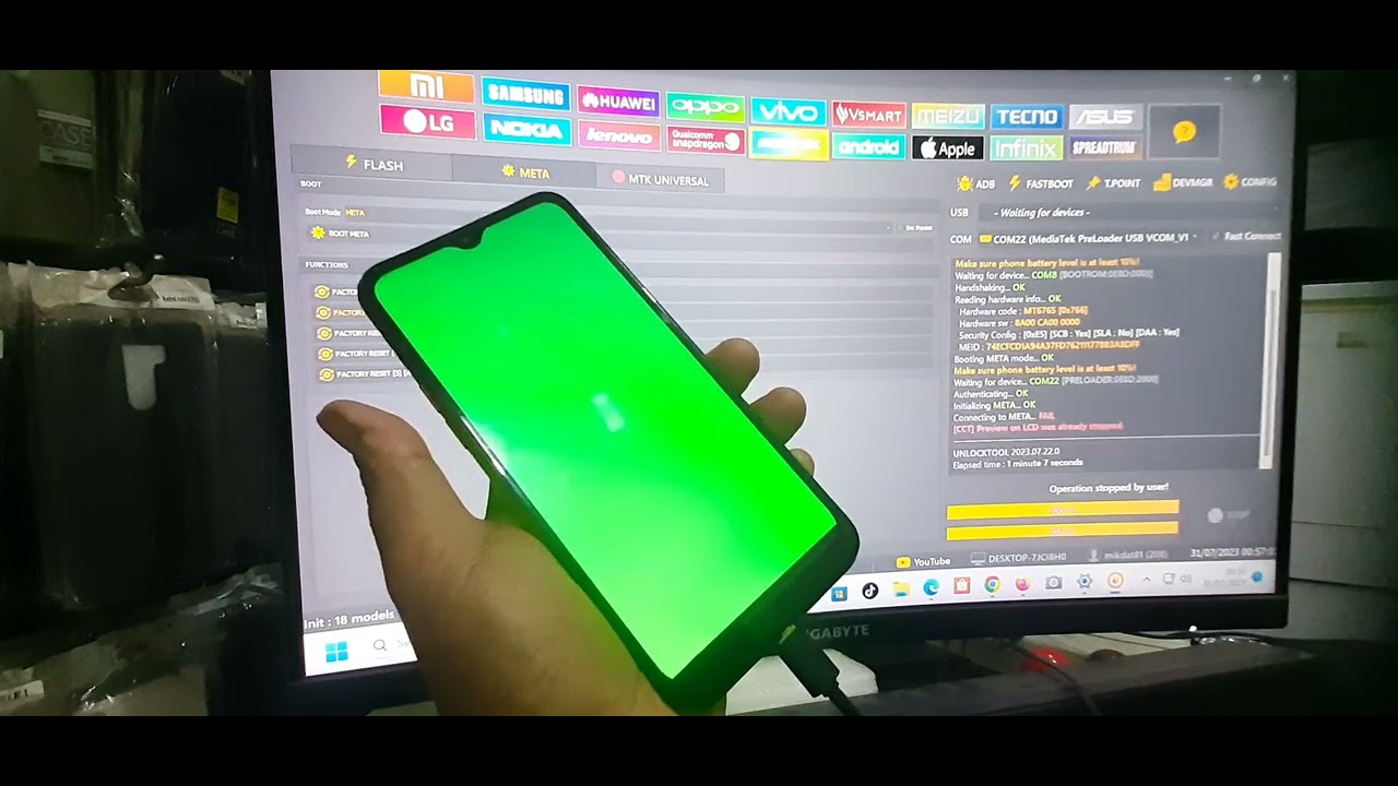 Hapus pola Oppo A1K mode Meta tidak Berhasil Unlocktool, mode Brom Done !!!
