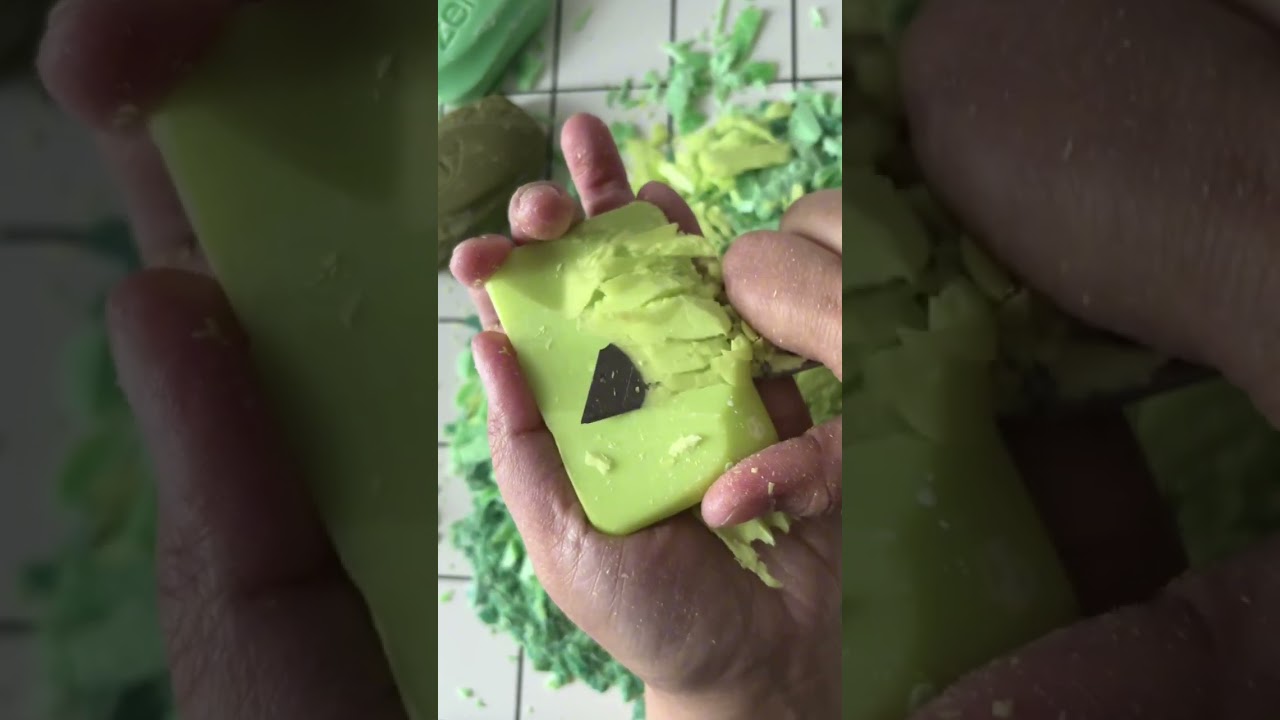 GREEN SOAP CUTTING #asmrsoapcutting #cuttingsoap 